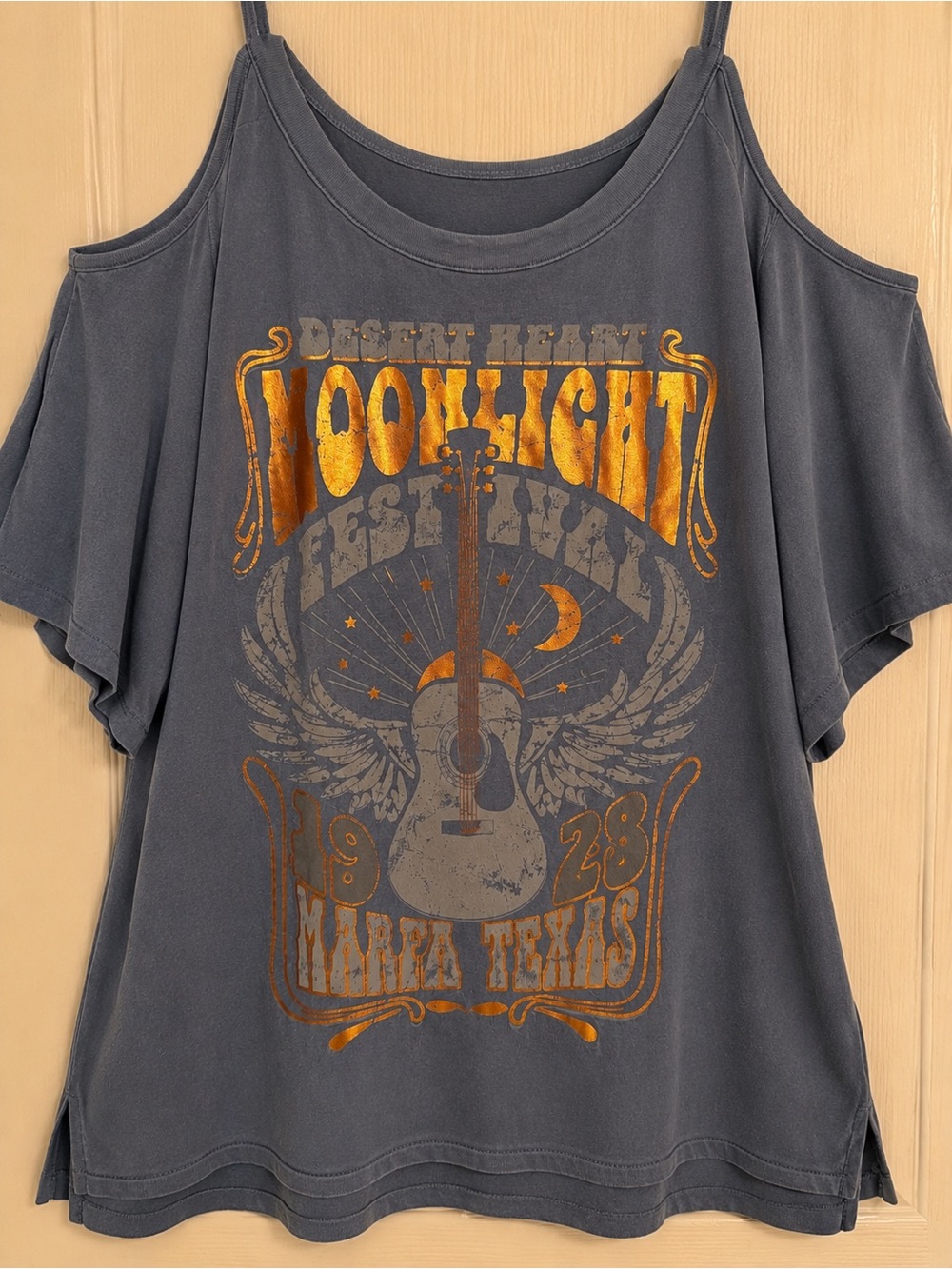 Shyanne Desert Heart Moonlight Festival Cold Shoulder Graphic Top